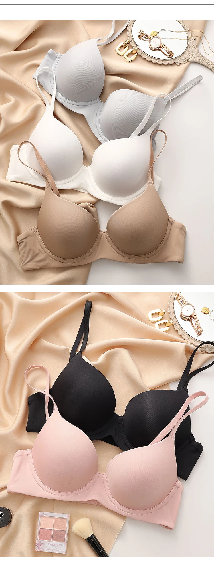 Lencería de talla grande para mujer, sujetador de realce sin costuras, copa fina Sexy, sujetador de algodón, ropa interior cómoda para mujer, ropa interior de copa C D E