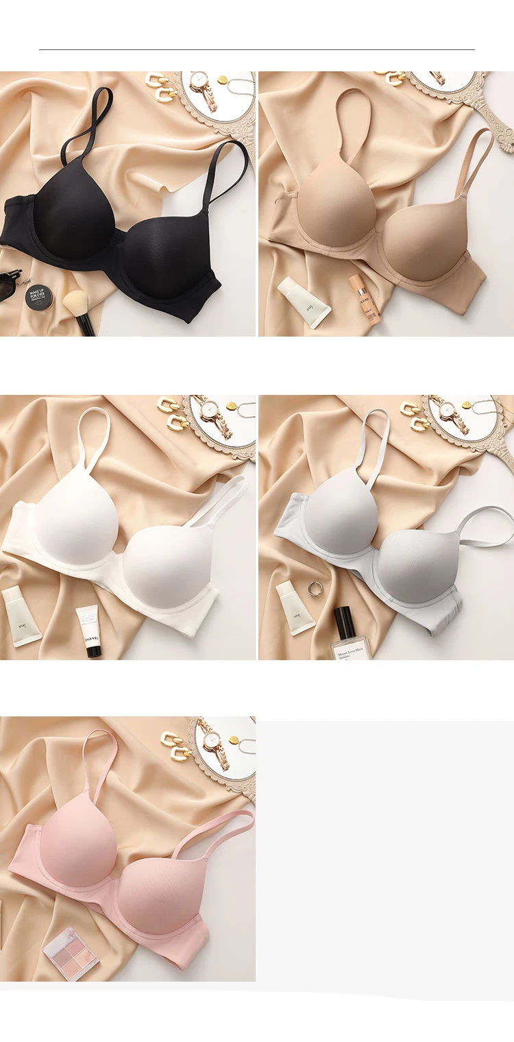 Lencería de talla grande para mujer, sujetador de realce sin costuras, copa fina Sexy, sujetador de algodón, ropa interior cómoda para mujer, ropa interior de copa C D E