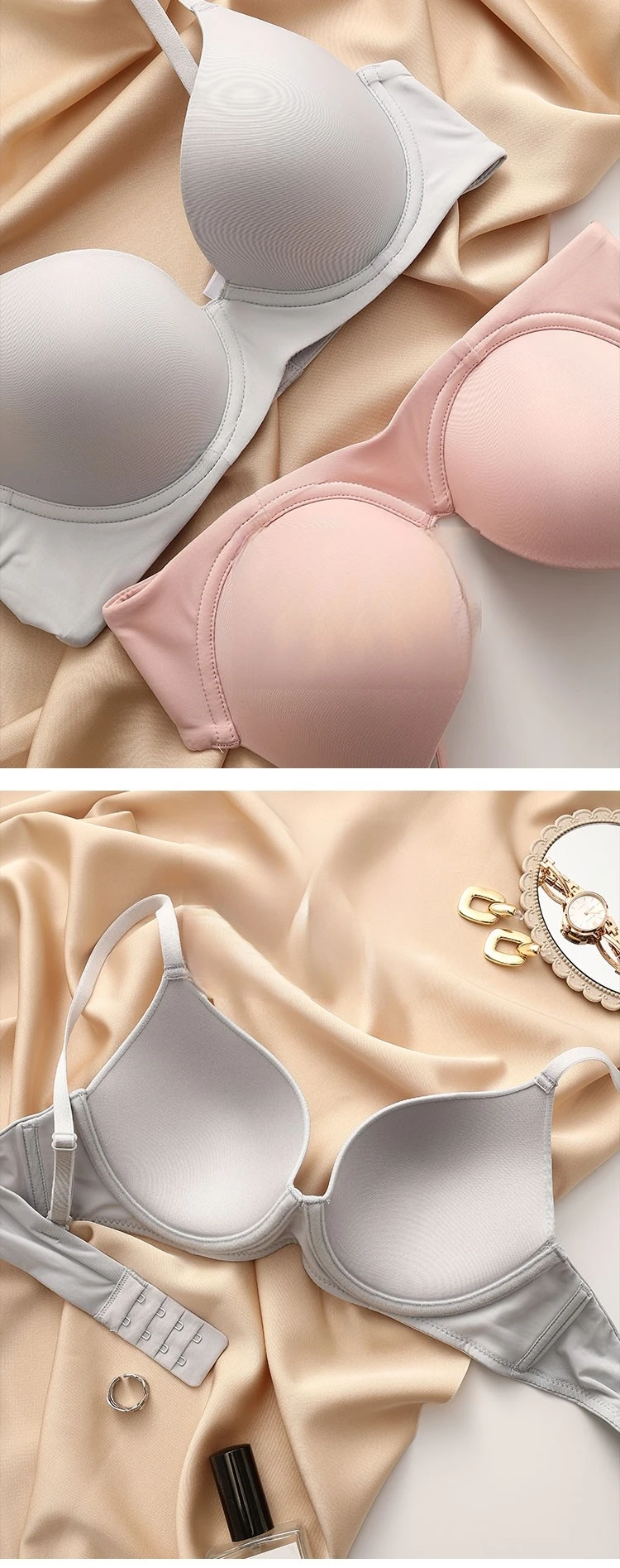 Lencería de talla grande para mujer, sujetador de realce sin costuras, copa fina Sexy, sujetador de algodón, ropa interior cómoda para mujer, ropa interior de copa C D E