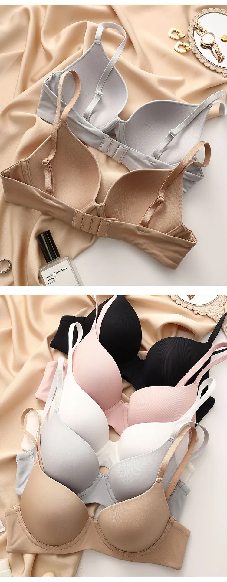 Lencería de talla grande para mujer, sujetador de realce sin costuras, copa fina Sexy, sujetador de algodón, ropa interior cómoda para mujer, ropa interior de copa C D E