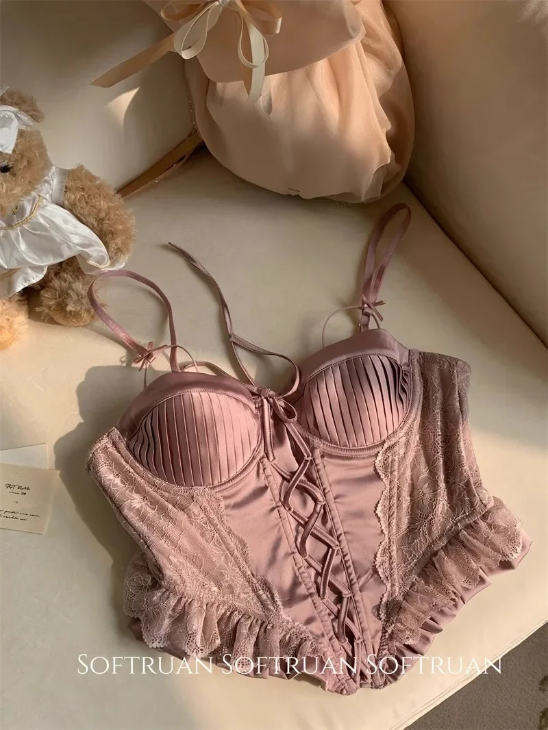 Corsé parisino de espina de pescado Tushy |   Entrenador de cintura ajustable y sujetador de contorno, cubierta de Bralette de encaje de lujo, potenciador de pecho elegante delgado