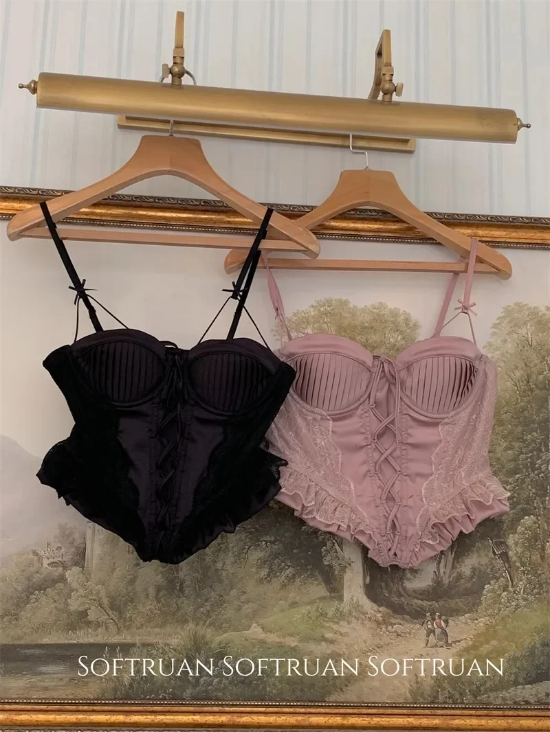 Corsé parisino de espina de pescado Tushy |   Entrenador de cintura ajustable y sujetador de contorno, cubierta de Bralette de encaje de lujo, potenciador de pecho elegante delgado