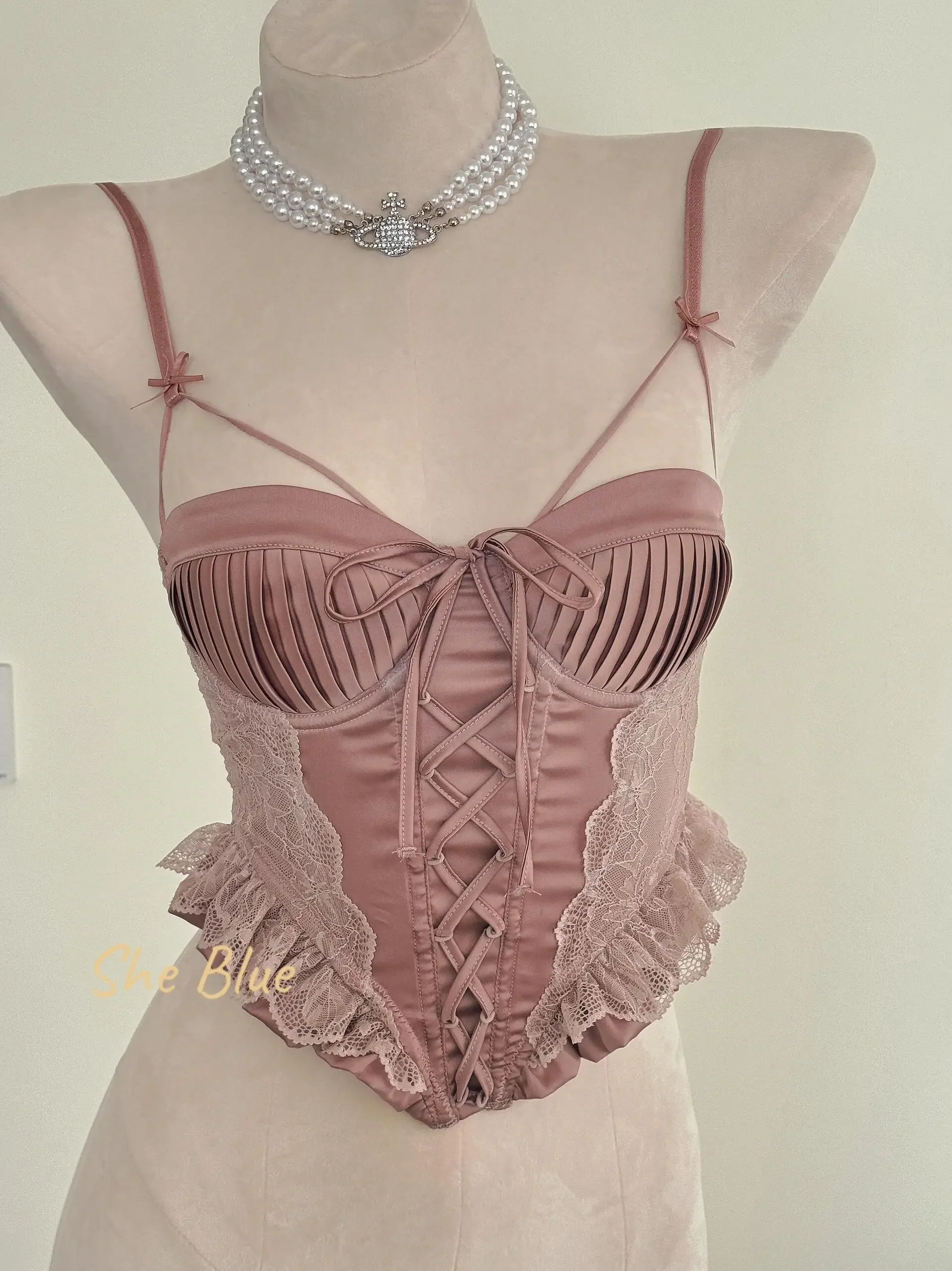 Corsé parisino de espina de pescado Tushy |   Entrenador de cintura ajustable y sujetador de contorno, cubierta de Bralette de encaje de lujo, potenciador de pecho elegante delgado