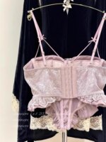 Corsé parisino de espina de pescado Tushy |   Entrenador de cintura ajustable y sujetador de contorno, cubierta de Bralette de encaje de lujo, potenciador de pecho elegante delgado - Imagen 5