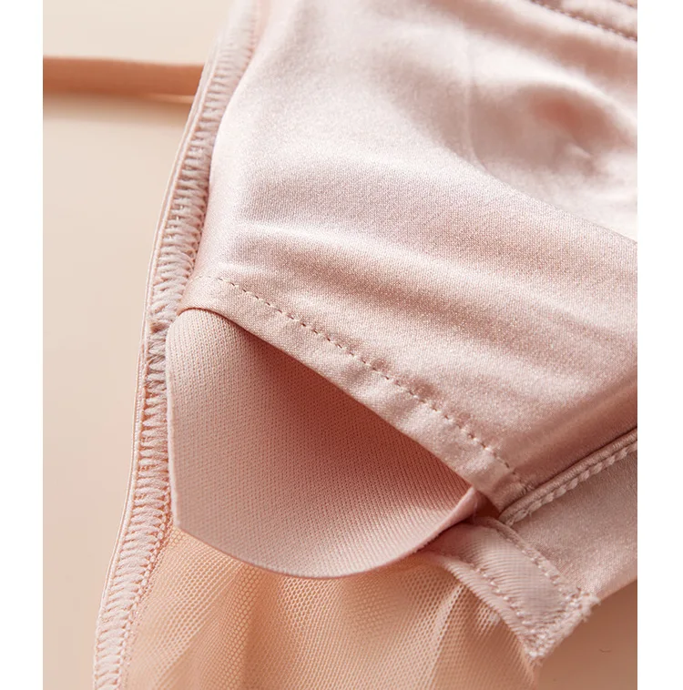 Sujetador de satén de seda 93.8% BirdTree, sin aros, con encaje y malla, sexy, para senos pequeños, ropa interior fina, novedad primavera-verano 2026 P435115QM