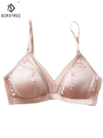 Sujetador de satén de seda 93.8% BirdTree, sin aros, con encaje y malla, sexy, para senos pequeños, ropa interior fina, novedad primavera-verano 2026 P435115QM