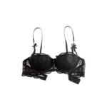 Conjunto de sujetador de encaje navideño para mujer, bralette y bragas transparentes negras, media copa ultrafina, lencería Pure Desire, traje de fiesta de Navidad
