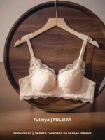Conjunto de sujetador de encaje sexy para mujer, estilo Pure Desire, con efecto push-up para busto pequeño, antideslizante, c... - Imagen 2