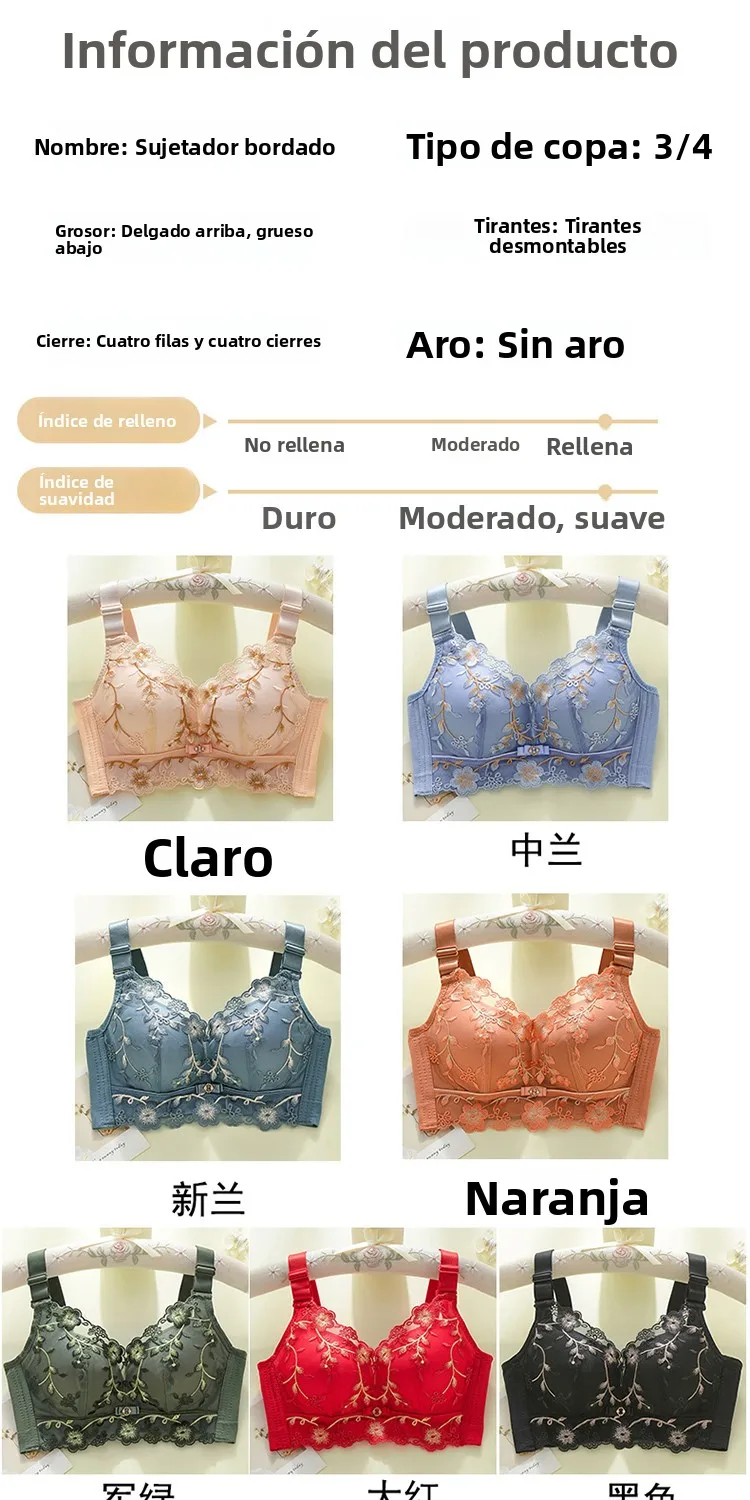 Sujetador de encaje ajustable sin aros, sensual, con copas pequeñas, efecto push-up, antideslizante, realza el busto, efecto ...
