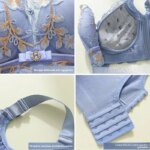 Sujetador de encaje ajustable sin aros, sensual, con copas pequeñas, efecto push-up, antideslizante, realza el busto, efecto ... - Imagen 4