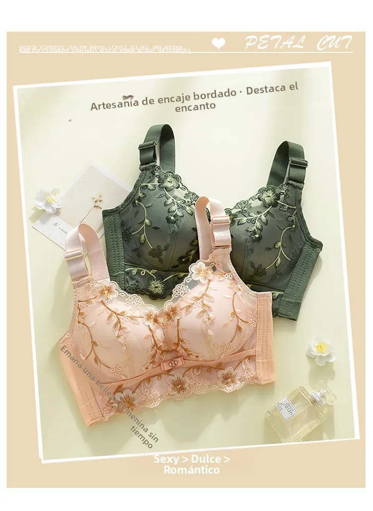 Sujetador de encaje ajustable sin aros, sensual, con copas pequeñas, efecto push-up, antideslizante, realza el busto, efecto ...