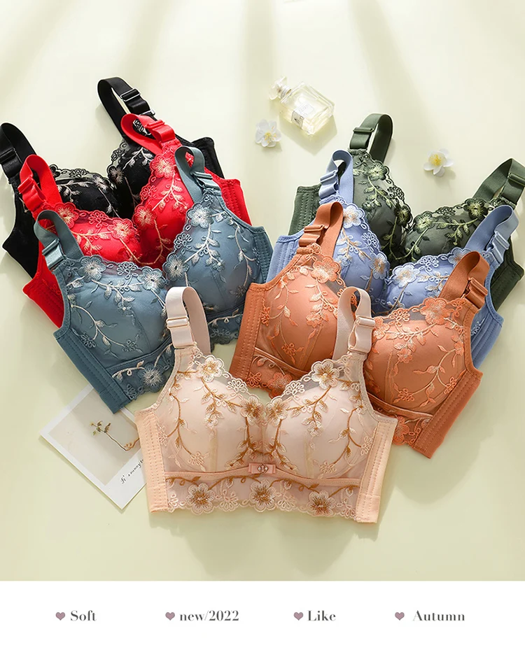 Sujetador de encaje ajustable sin aros, sensual, con copas pequeñas, efecto push-up, antideslizante, realza el busto, efecto ...