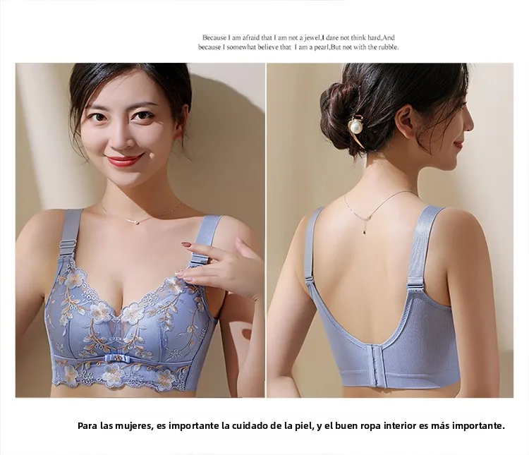 Sujetador de encaje ajustable sin aros, sensual, con copas pequeñas, efecto push-up, antideslizante, realza el busto, efecto ...