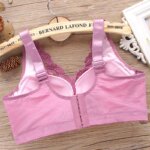Sujetador inalámbrico de talla grande para mujer, fino, con copa completa fruncida, diseño de encaje, tirantes fijos, cierre ... - Imagen 2