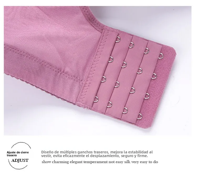 Sujetador inalámbrico de talla grande para mujer, fino, con copa completa fruncida, diseño de encaje, tirantes fijos, cierre ... Sujetador inalámbrico de talla grande para mujer, fino, con copa completa fruncida, diseño de encaje, tirantes fijos, cierre ...