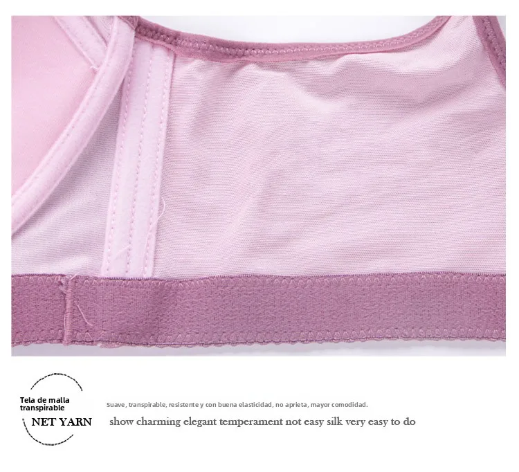 Sujetador inalámbrico de talla grande para mujer, fino, con copa completa fruncida, diseño de encaje, tirantes fijos, cierre ... Sujetador inalámbrico de talla grande para mujer, fino, con copa completa fruncida, diseño de encaje, tirantes fijos, cierre ...