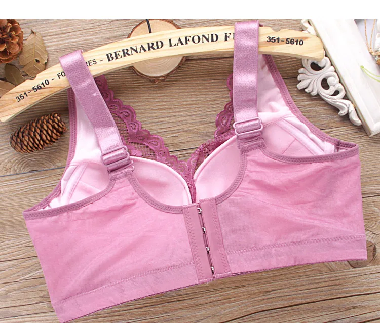 Sujetador inalámbrico de talla grande para mujer, fino, con copa completa fruncida, diseño de encaje, tirantes fijos, cierre ... Sujetador inalámbrico de talla grande para mujer, fino, con copa completa fruncida, diseño de encaje, tirantes fijos, cierre ...