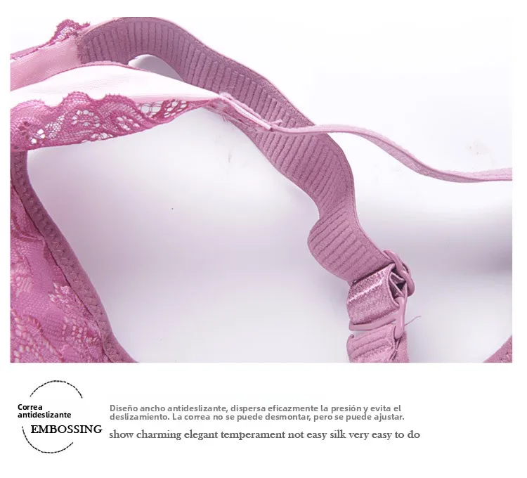 Sujetador inalámbrico de talla grande para mujer, fino, con copa completa fruncida, diseño de encaje, tirantes fijos, cierre ... Sujetador inalámbrico de talla grande para mujer, fino, con copa completa fruncida, diseño de encaje, tirantes fijos, cierre ...