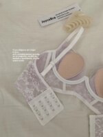 JoyceBra Sujetador sexy de encaje con diseño de orejas de conejo, copa fina de verano para mujer, sin aros, con tirantes fijo... - Imagen 4