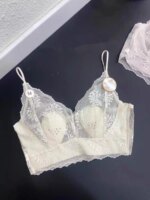 Sujetador de encaje ultrafino sexy sin espalda, bralette sin tirantes, ropa interior femenina, copa con orejas de conejo de c... - Imagen 3