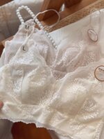 Sujetador de encaje ultrafino sexy sin espalda, bralette sin tirantes, ropa interior femenina, copa con orejas de conejo de c... - Imagen 2