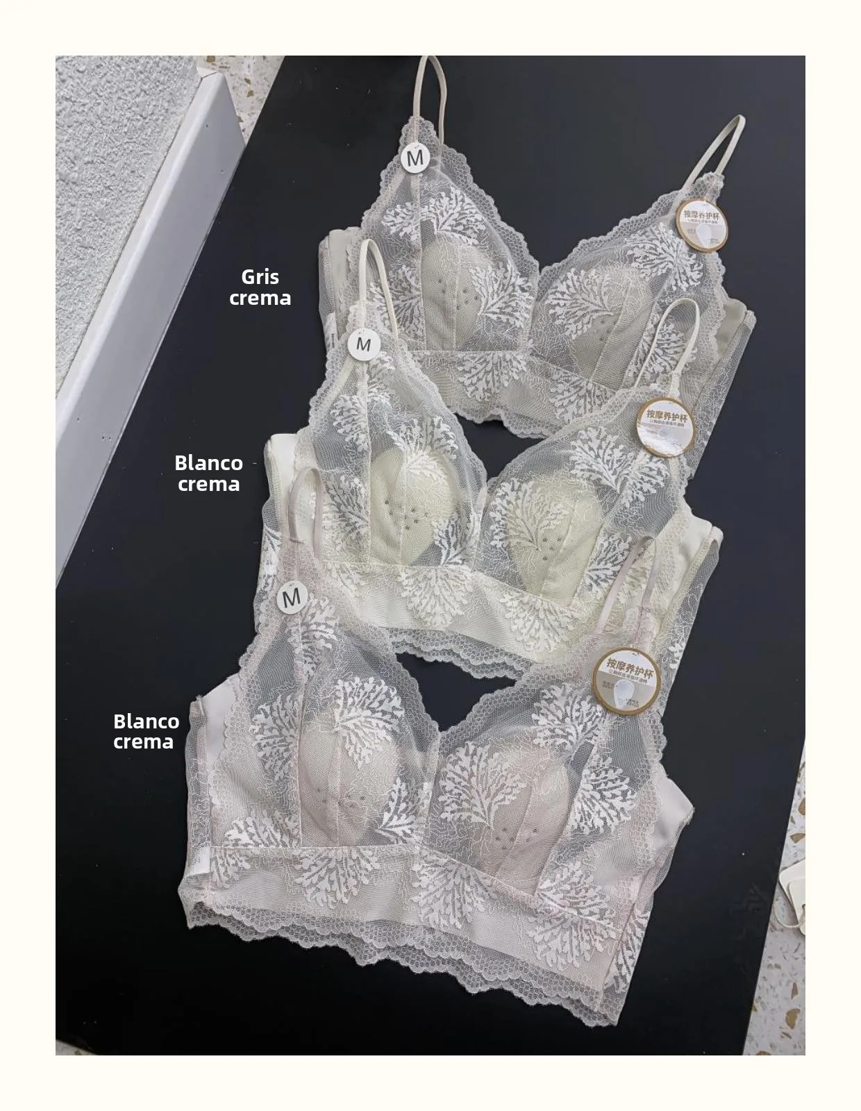 Sujetador de encaje ultrafino sexy sin espalda, bralette sin tirantes, ropa interior femenina, copa con orejas de conejo de c...