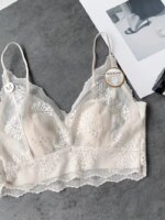 Sujetador de encaje ultrafino sexy sin espalda, bralette sin tirantes, ropa interior femenina, copa con orejas de conejo de c... - Imagen 5