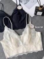 Sujetador de encaje ultrafino sexy sin espalda, bralette sin tirantes, ropa interior femenina, copa con orejas de conejo de c...