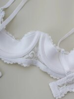 3 piezas de ropa interior de encaje con copas abiertas para mujer, suave, agradable para la piel, transpirable, talla grande, sexy, con efecto push-up y antideslizante. - Imagen 4