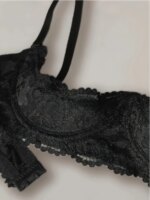 3 piezas de ropa interior de encaje con copas abiertas para mujer, suave, agradable para la piel, transpirable, talla grande, sexy, con efecto push-up y antideslizante. - Imagen 5