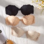 3 piezas de sujetadores de encaje sin tirantes para mujer, elegantes con cierre frontal, push-up, invisibles, con aros y sin hombros
