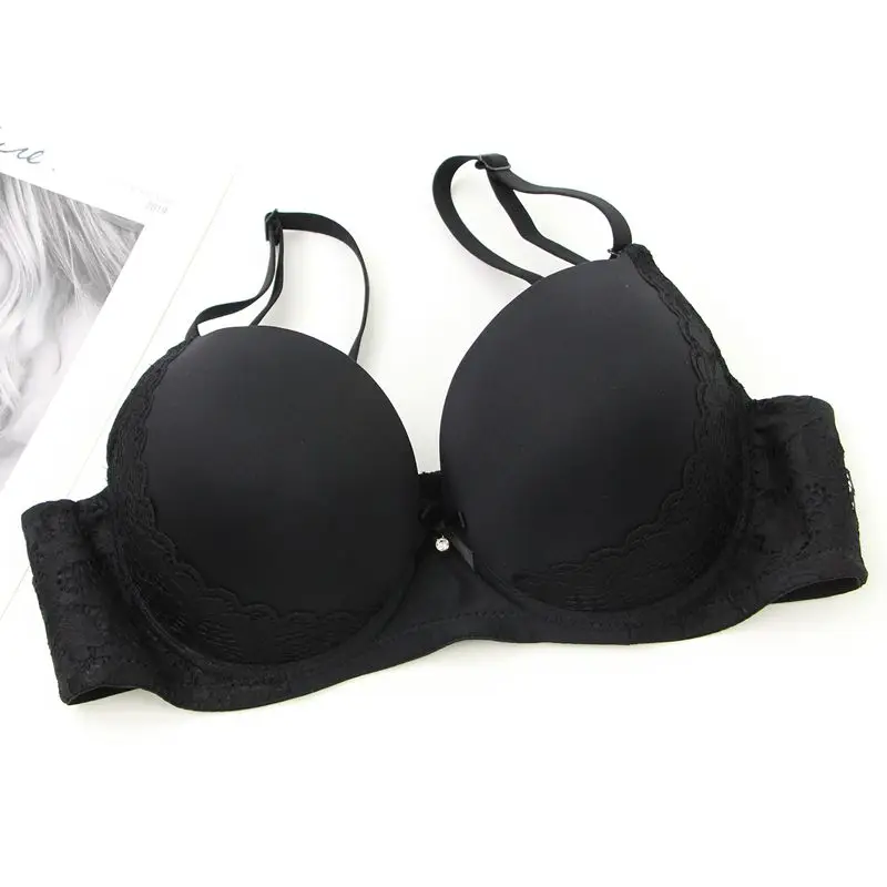 Sujetadores grandes de realce para mujer, ropa interior Sexy de encaje con lazo sólido, molde fino, copa completa, lencería de talla grande, novedad de 2025 Sujetadores grandes de realce para mujer, ropa interior Sexy de encaje con lazo sólido, molde fino, copa completa, lencería de talla grande, novedad de 2025