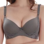Sujetadores grandes de realce para mujer, ropa interior Sexy de encaje con lazo sólido, molde fino, copa completa, lencería de talla grande, novedad de 2025 - Imagen 5