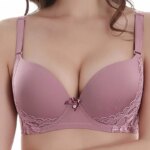 Sujetadores grandes de realce para mujer, ropa interior Sexy de encaje con lazo sólido, molde fino, copa completa, lencería de talla grande, novedad de 2025 - Imagen 3