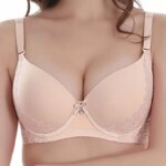 Sujetadores grandes de realce para mujer, ropa interior Sexy de encaje con lazo sólido, molde fino, copa completa, lencería de talla grande, novedad de 2025 - Imagen 2