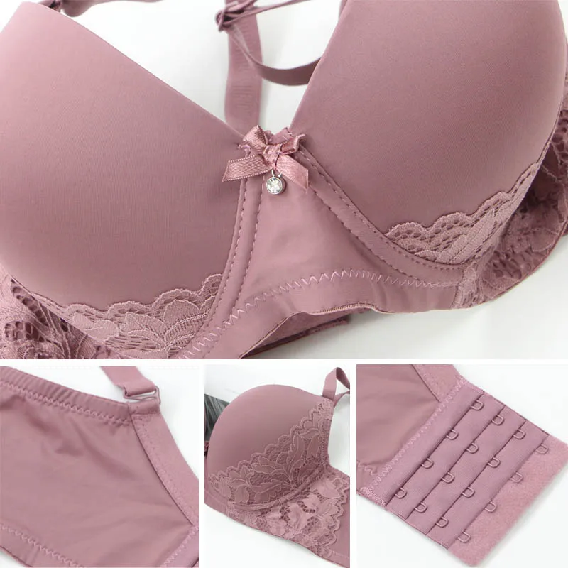 Sujetadores grandes de realce para mujer, ropa interior Sexy de encaje con lazo sólido, molde fino, copa completa, lencería de talla grande, novedad de 2025 Sujetadores grandes de realce para mujer, ropa interior Sexy de encaje con lazo sólido, molde fino, copa completa, lencería de talla grande, novedad de 2025