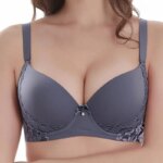 Sujetadores grandes de realce para mujer, ropa interior Sexy de encaje con lazo sólido, molde fino, copa completa, lencería de talla grande, novedad de 2025 - Imagen 4