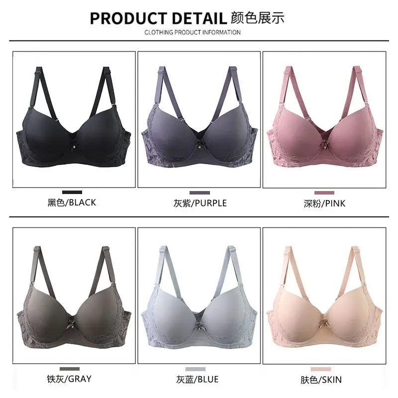 Sujetadores grandes de realce para mujer, ropa interior Sexy de encaje con lazo sólido, molde fino, copa completa, lencería de talla grande, novedad de 2025 Sujetadores grandes de realce para mujer, ropa interior Sexy de encaje con lazo sólido, molde fino, copa completa, lencería de talla grande, novedad de 2025