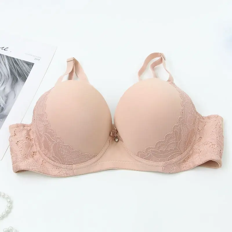 Sujetadores grandes de realce para mujer, ropa interior Sexy de encaje con lazo sólido, molde fino, copa completa, lencería de talla grande, novedad de 2025 Sujetadores grandes de realce para mujer, ropa interior Sexy de encaje con lazo sólido, molde fino, copa completa, lencería de talla grande, novedad de 2025