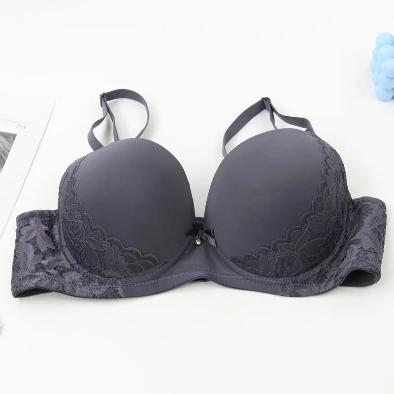 Sujetadores grandes de realce para mujer, ropa interior Sexy de encaje con lazo sólido, molde fino, copa completa, lencería de talla grande, novedad de 2025 Sujetadores grandes de realce para mujer, ropa interior Sexy de encaje con lazo sólido, molde fino, copa completa, lencería de talla grande, novedad de 2025