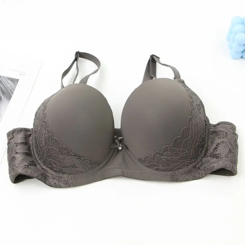 Sujetadores grandes de realce para mujer, ropa interior Sexy de encaje con lazo sólido, molde fino, copa completa, lencería de talla grande, novedad de 2025 Sujetadores grandes de realce para mujer, ropa interior Sexy de encaje con lazo sólido, molde fino, copa completa, lencería de talla grande, novedad de 2025