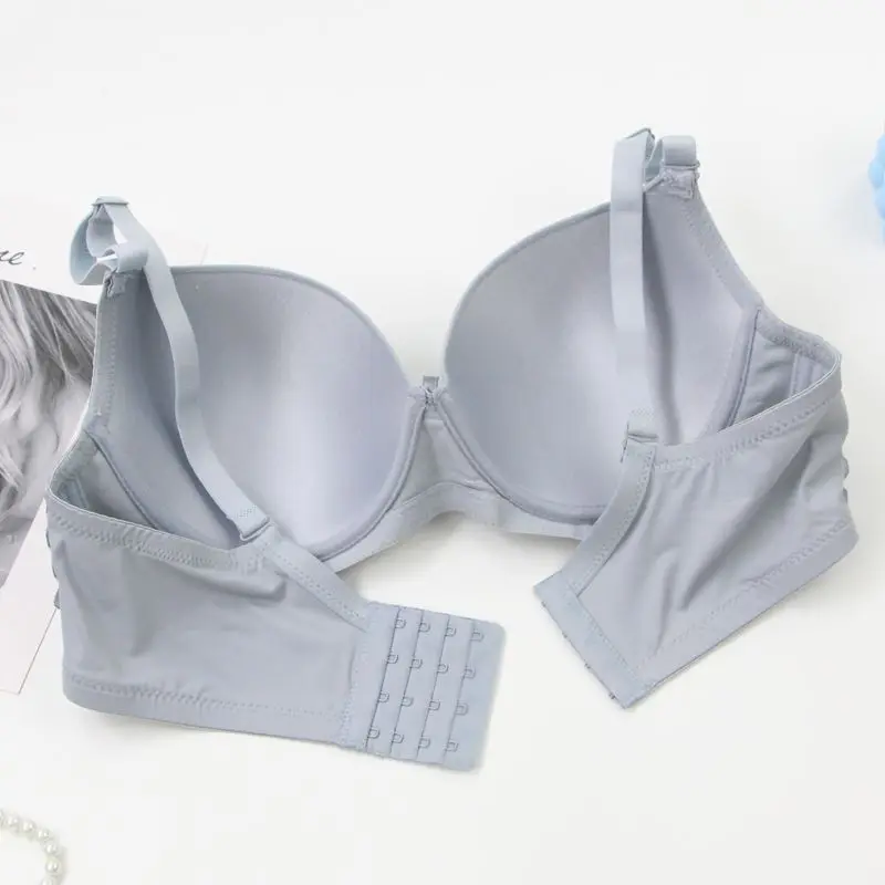 Sujetadores grandes de realce para mujer, ropa interior Sexy de encaje con lazo sólido, molde fino, copa completa, lencería de talla grande, novedad de 2025
