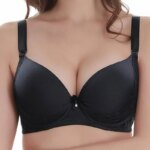 Sujetadores grandes de realce para mujer, ropa interior Sexy de encaje con lazo sólido, molde fino, copa completa, lencería de talla grande, novedad de 2025 - Imagen 6