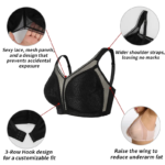 Sujetador de encaje sexy de talla grande para mujer, lencería de tul con tirantes anchos, faja moldeadora, push-up, bralette inalámbrico transpirable con copas ultrafinas - Imagen 2