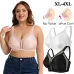 Sujetador de encaje sexy de talla grande para mujer, lencería de tul con tirantes anchos, faja moldeadora, push-up, bralette inalámbrico transpirable con copas ultrafinas