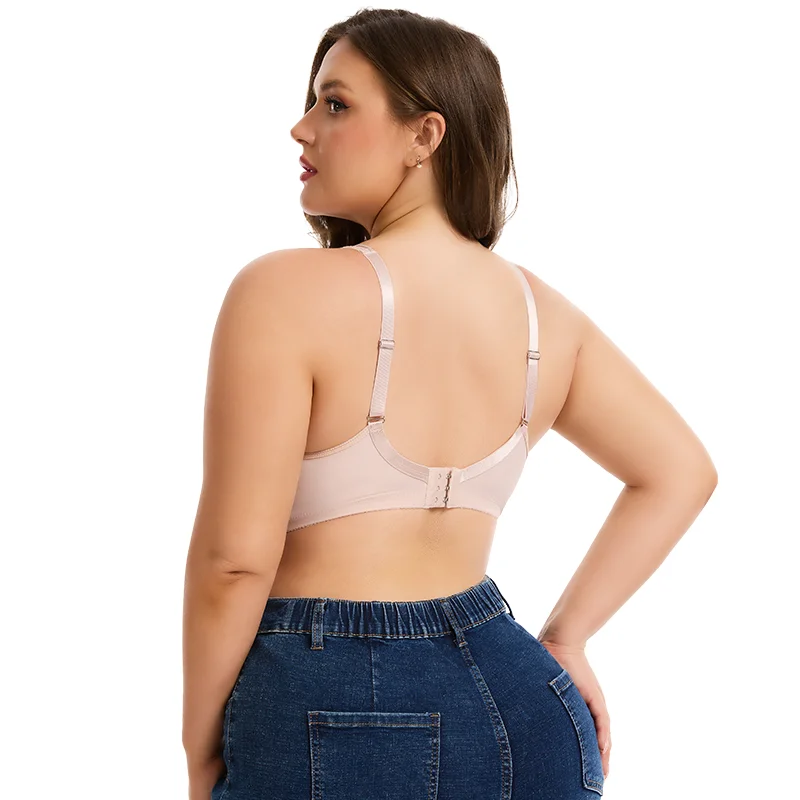 Sujetador de encaje sexy de talla grande para mujer, lencería de tul con tirantes anchos, faja moldeadora, push-up, bralette inalámbrico transpirable con copas ultrafinas
