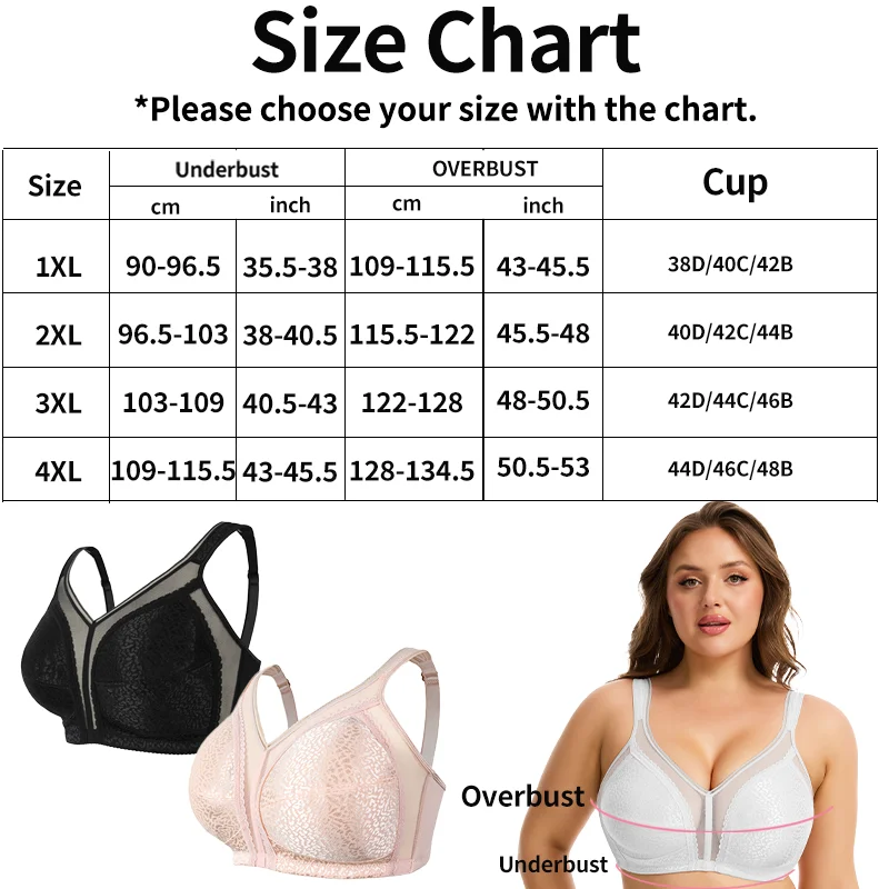 Sujetador de encaje sexy de talla grande para mujer, lencería de tul con tirantes anchos, faja moldeadora, push-up, bralette inalámbrico transpirable con copas ultrafinas