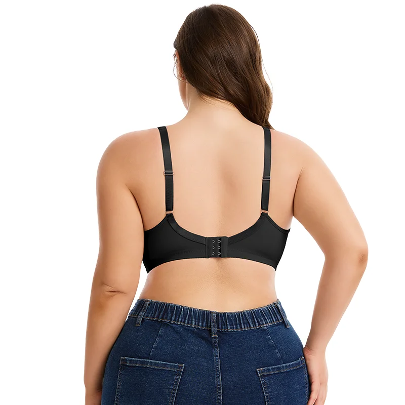 Sujetador de encaje sexy de talla grande para mujer, lencería de tul con tirantes anchos, faja moldeadora, push-up, bralette inalámbrico transpirable con copas ultrafinas