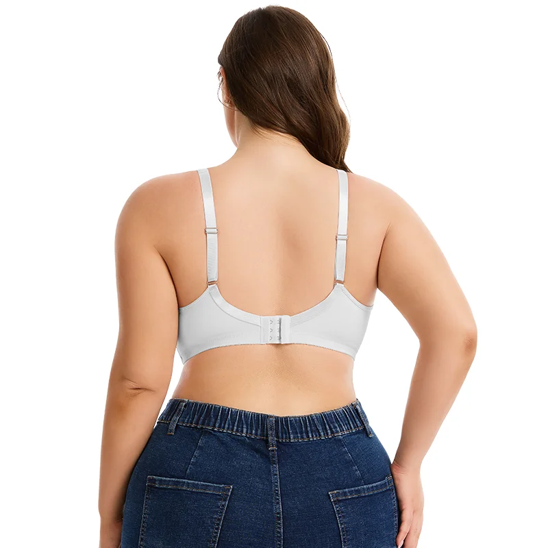 Sujetador de encaje sexy de talla grande para mujer, lencería de tul con tirantes anchos, faja moldeadora, push-up, bralette inalámbrico transpirable con copas ultrafinas