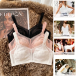 Sujetador de encaje sexy de talla grande para mujer, lencería de tul con tirantes anchos, faja moldeadora, push-up, bralette inalámbrico transpirable con copas ultrafinas - Imagen 5